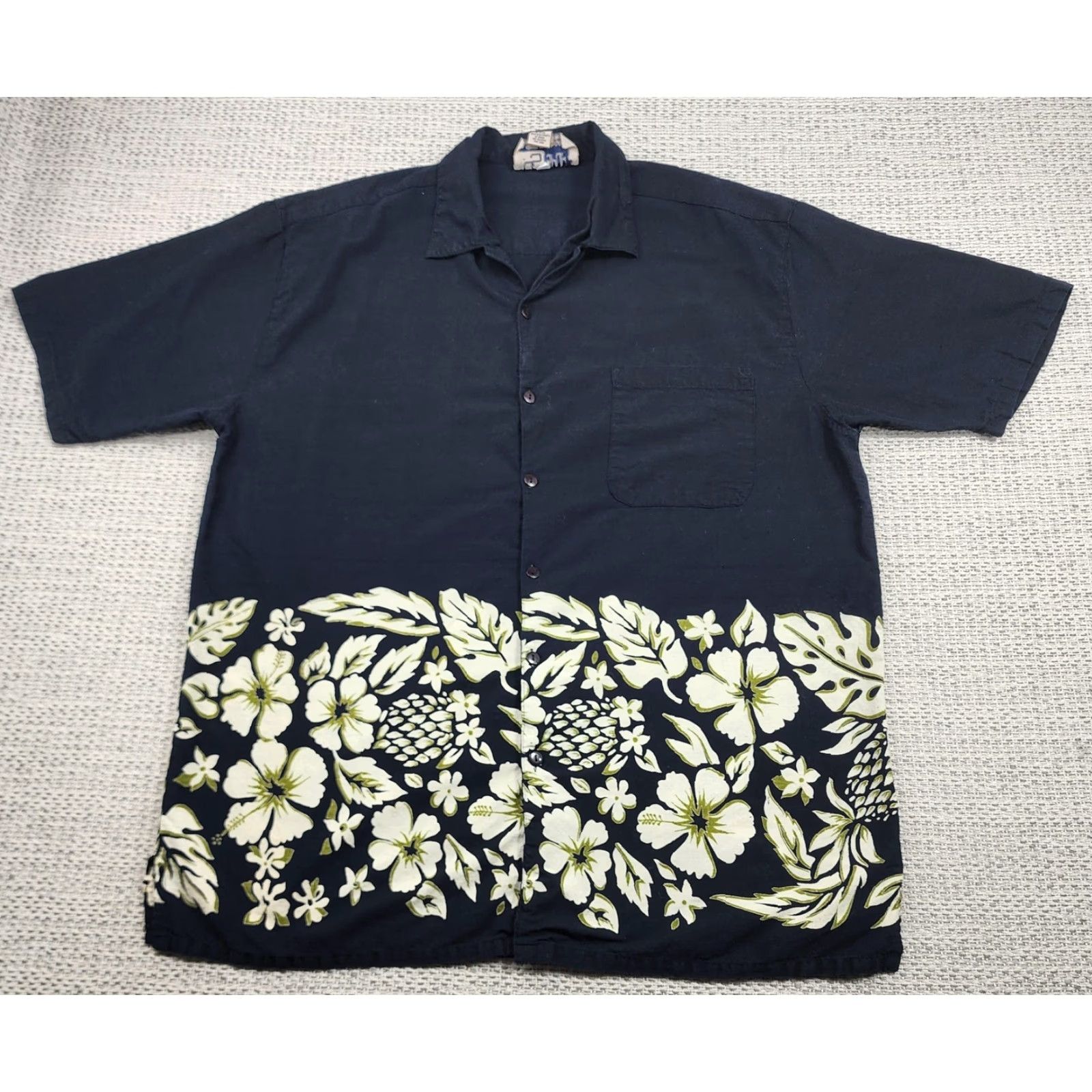 Vintage VINTAGE CS Sport Shirt Mens Large Navy Blue Hawaiian Floral Button-Up Cotton Shirt Size US L / EU 52-54 / 3 - 2 Thumbnail