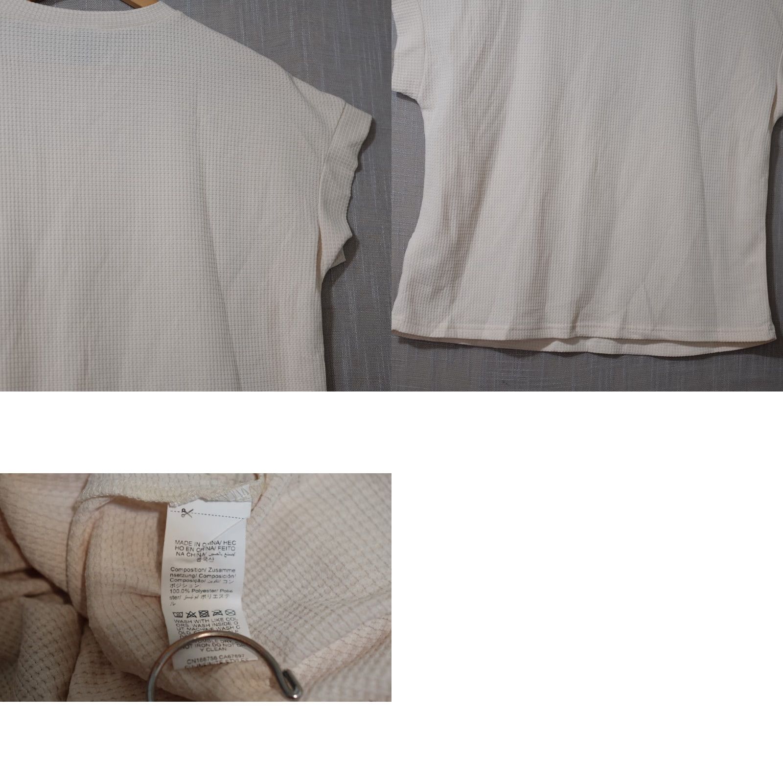 Vintage NWT! Emery Rose Shirt Dolman Short Sleeve Waffle Stretch Beige Women's L #H53-9 Size L / US 10 / IT 46 - 7 Thumbnail