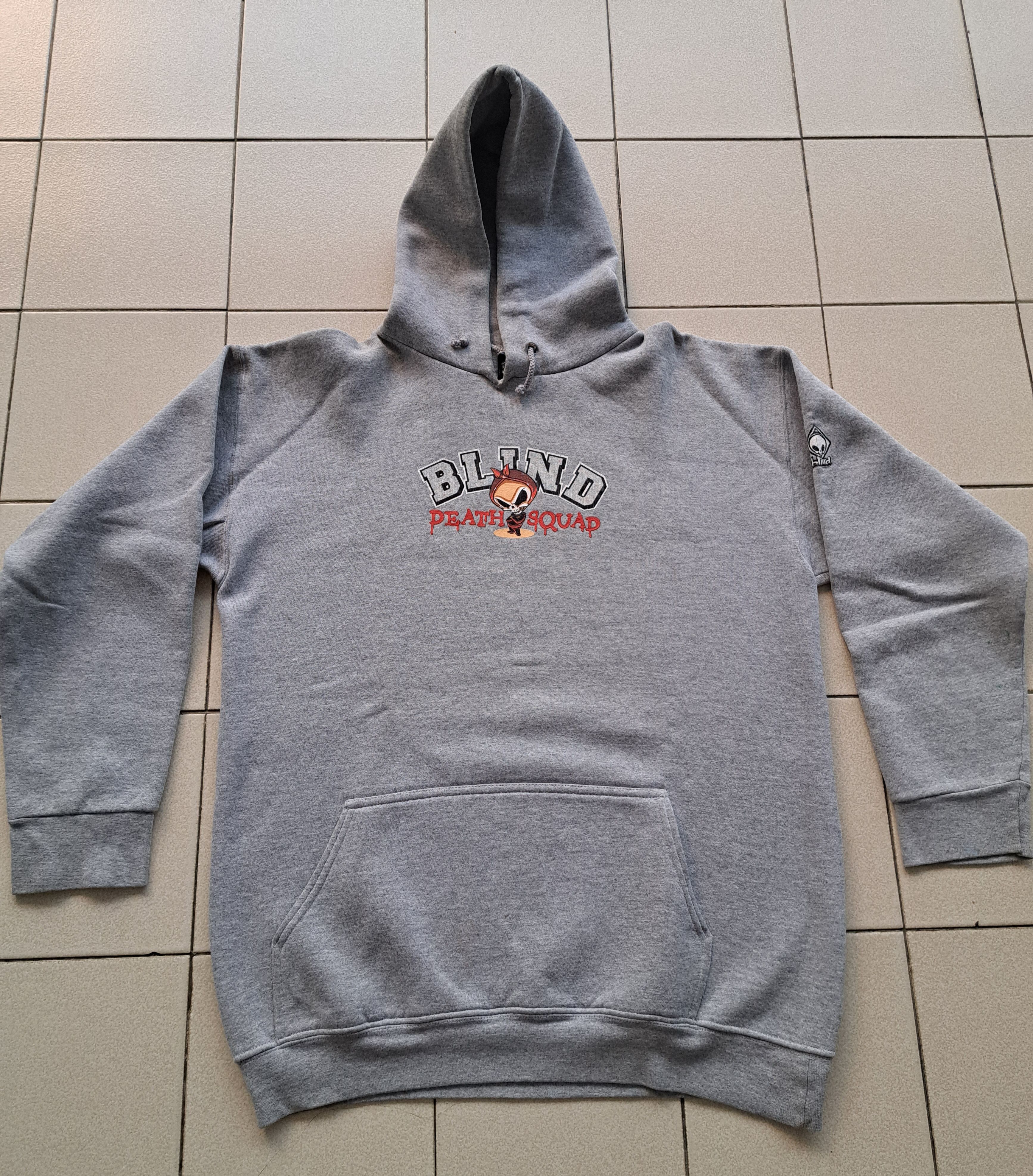 image of Blind Skateboards x Vintage 90's Blind Skateboard Grim Reaper Hoodie in Grey, Men's (Size Medium)