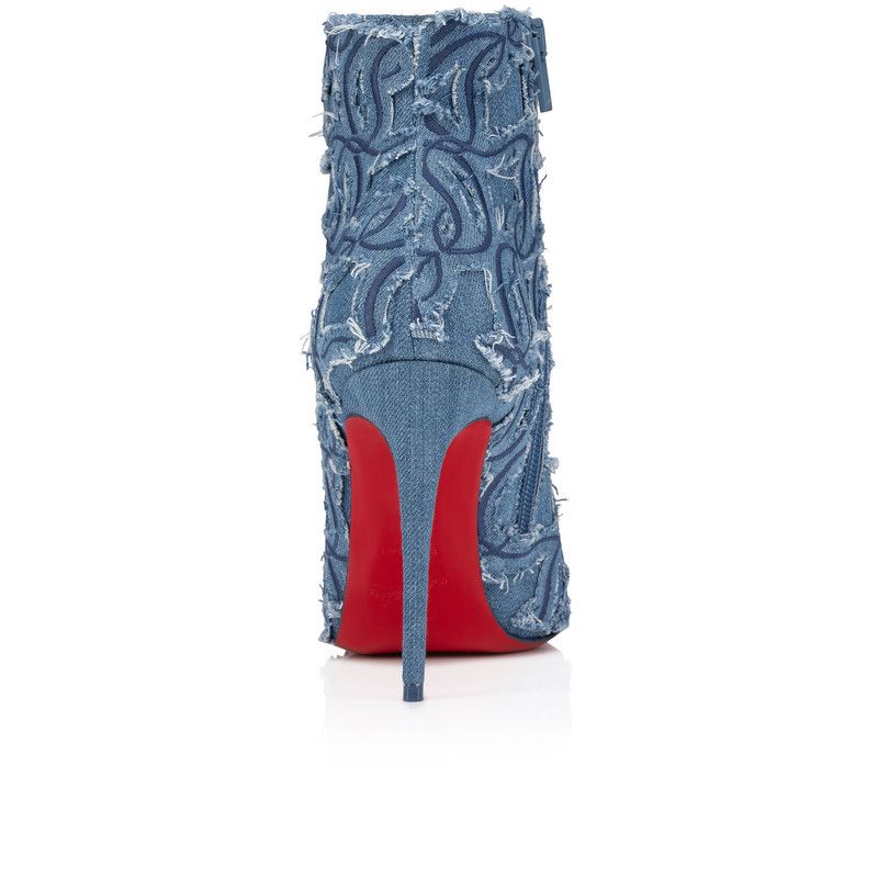 Christian Louboutin os11x0526 So Kate Booty Toile Denim 10mm Brode Boots in Blue Size US 11 / IT 41 - 4 Thumbnail