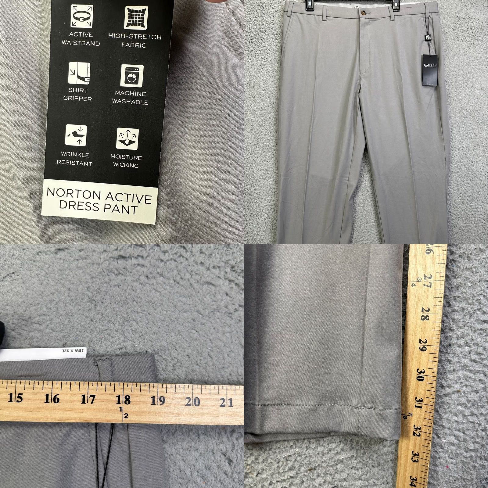Ralph Lauren Ralph Lauren Dress Pants Mens 36X32 Grey Classic Stretch NEW Size US 36 / EU 52 - 8 Thumbnail