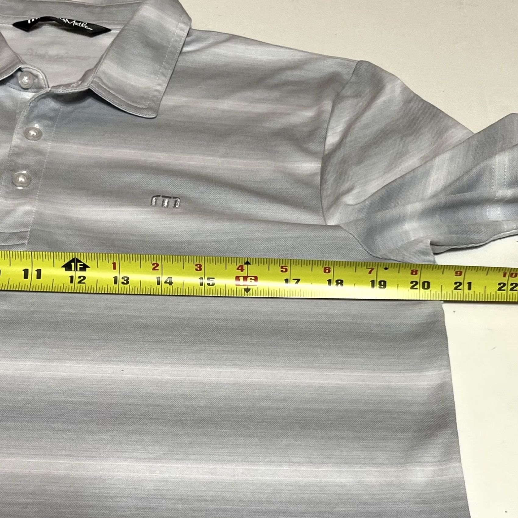 TravisMathew Travis Mathew Polo Striped Gray White Short Sleeve Mens M Size US M / EU 48-50 / 2 - 6 Thumbnail