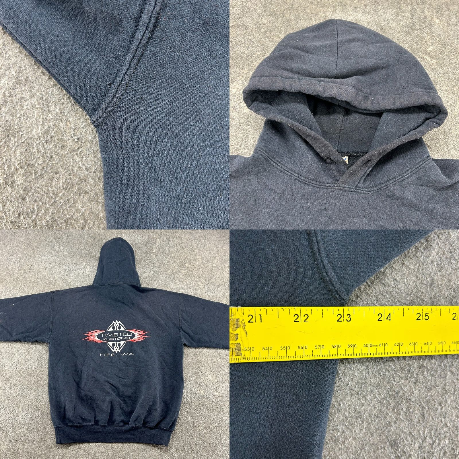 Twisted X **VINTAGE Biker Hoodie Mens L Black Distressed Y2K** User: Vintage Biker Hoodie Mens L Black Flame Twisted Kustoms Thrashed Distressed Y2K Size US L / EU 52-54 / 3 - 10 Thumbnail