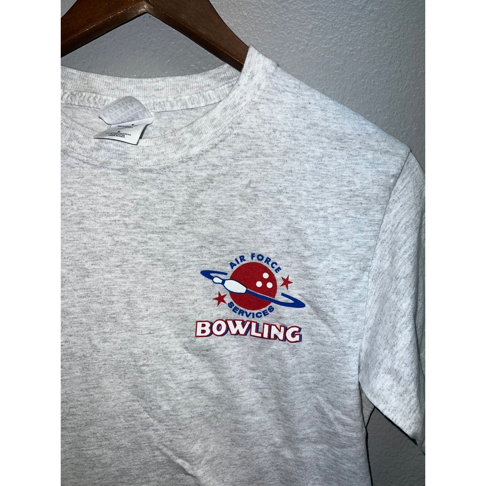 Gildan Air Force Shirt Bowling Services Strike Force Tee Gray Small Size US S / EU 44-46 / 1 - 3 Thumbnail