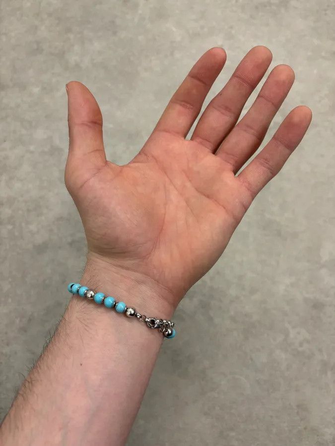 Vintage 2000s Cesare Paciotti Dagger Light Blue Pearls Silver Bracelet Size ONE SIZE - 3 Thumbnail