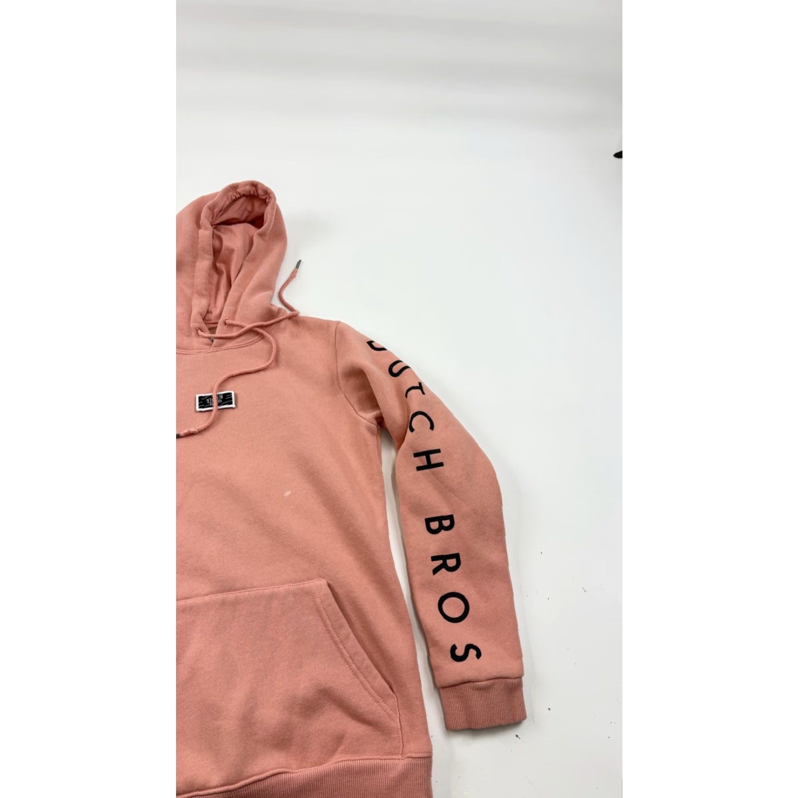 Pinko Dutch Bros Hoodie Sweatshirt Womens Small Pink 100% Cotton Graphic Pullover Hooded Pocket Crew Neck Logo Patch 90s? Size S / US 4 / IT 40 - 2 Thumbnail