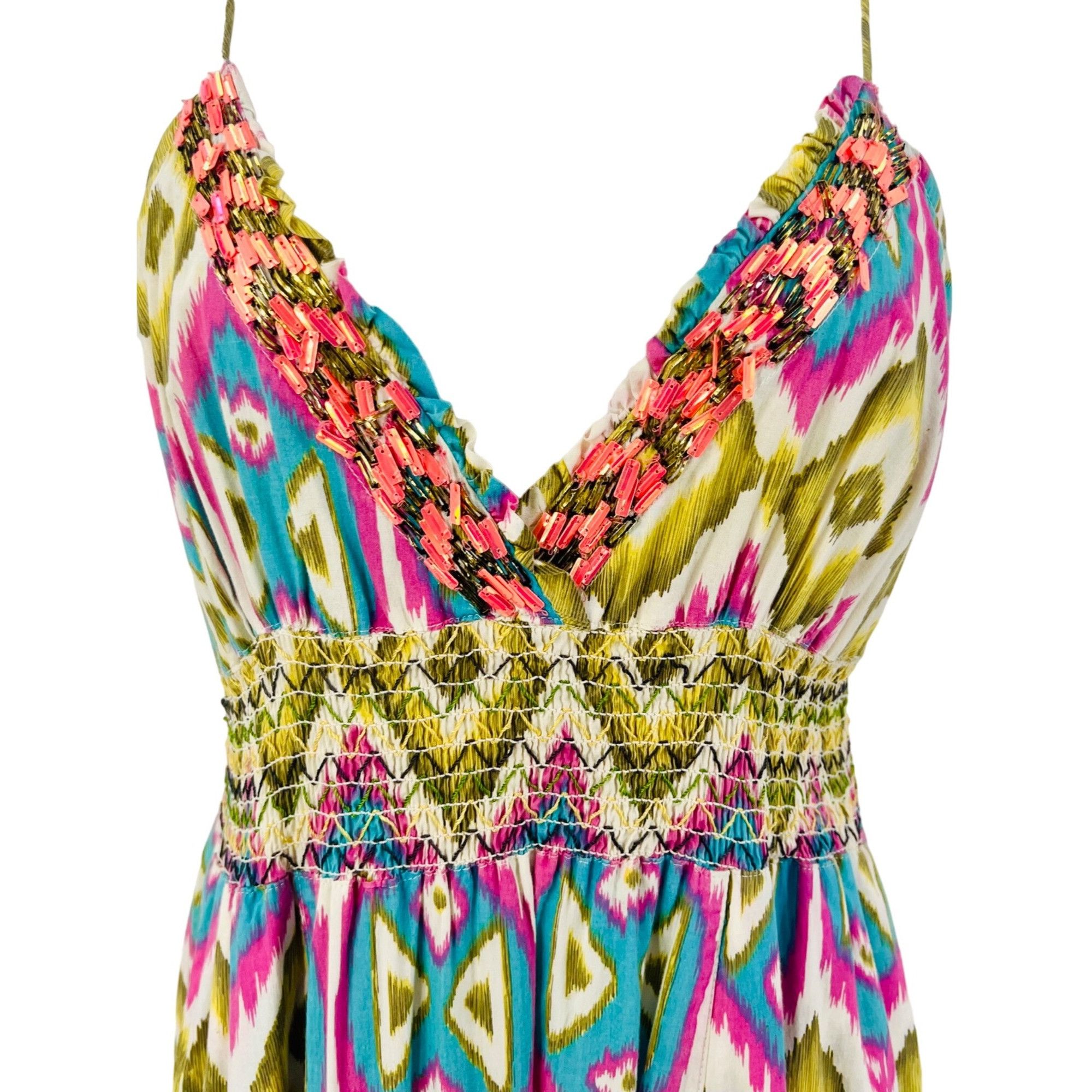Other VTG Beaded Multicolored Maxi Dress | Boho Coastal Cowgirl Wh Size M / US 6-8 / IT 42-44 - 3 Thumbnail