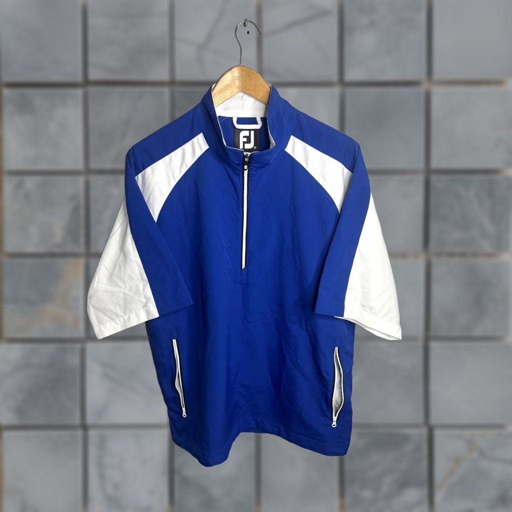 Footjoy FootJoy Jacket Mens Large Blue White Short Sleeve Half Zip Golf Pullover Shell Size US L / EU 52-54 / 3 - 1 Thumbnail