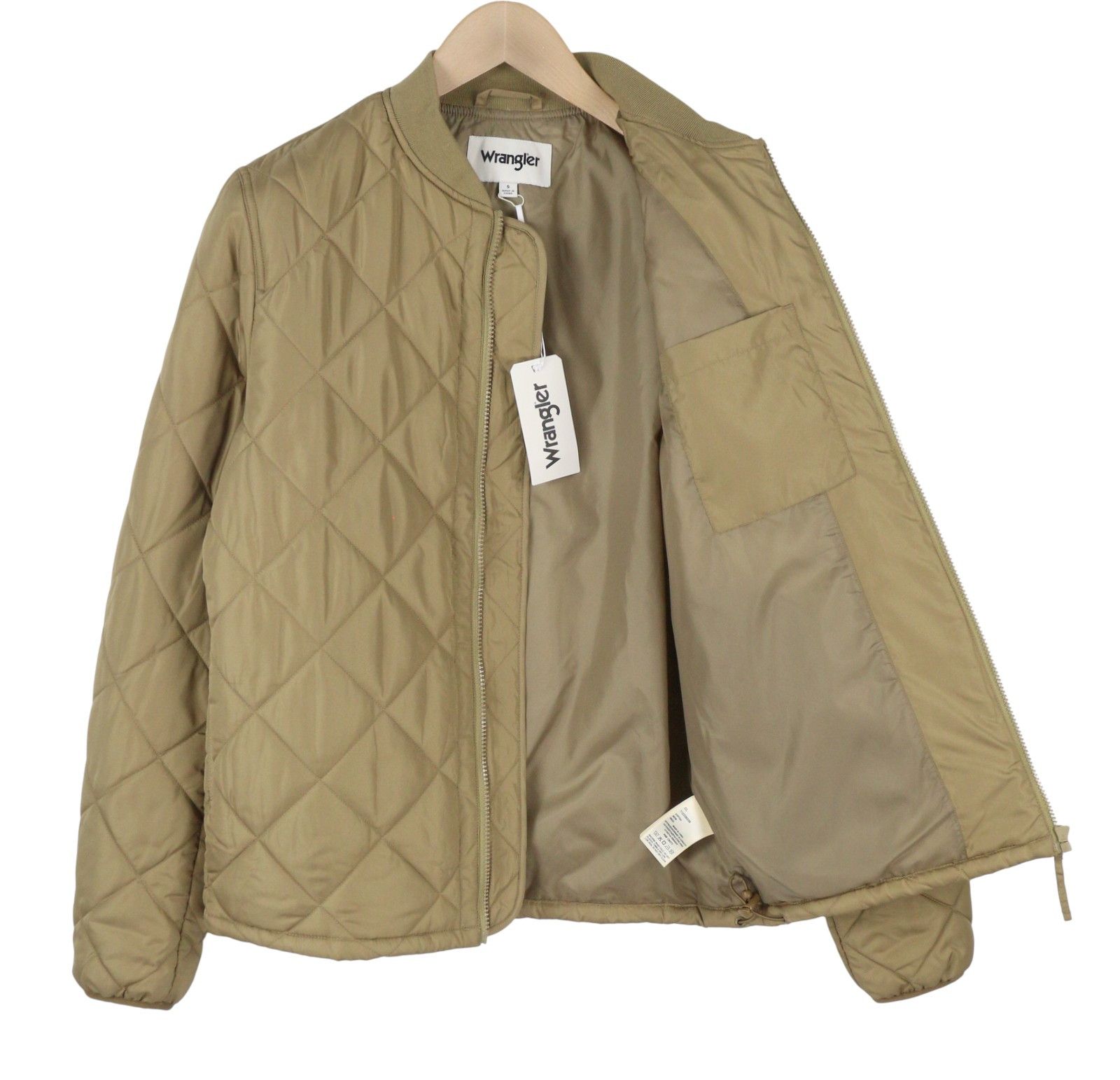 Wrangler S Beige Quilted Padded Full Zip Lined Bomber 88016 Size US S / EU 44-46 / 1 - 3 Thumbnail