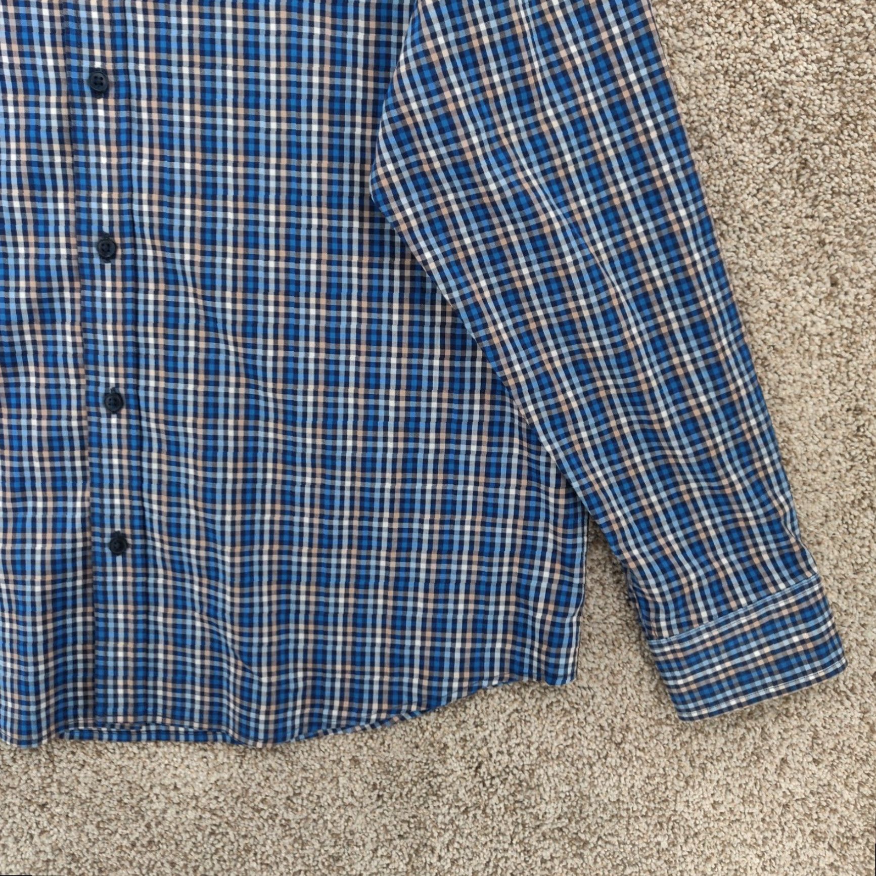 Lucky Brand Lucky Brand Shirt Mens XL Blue Plaid Button-Up Easy Care Pockets Classic Fit Long Sleeve Tailored Size US XL / EU 56 / 4 - 4 Thumbnail