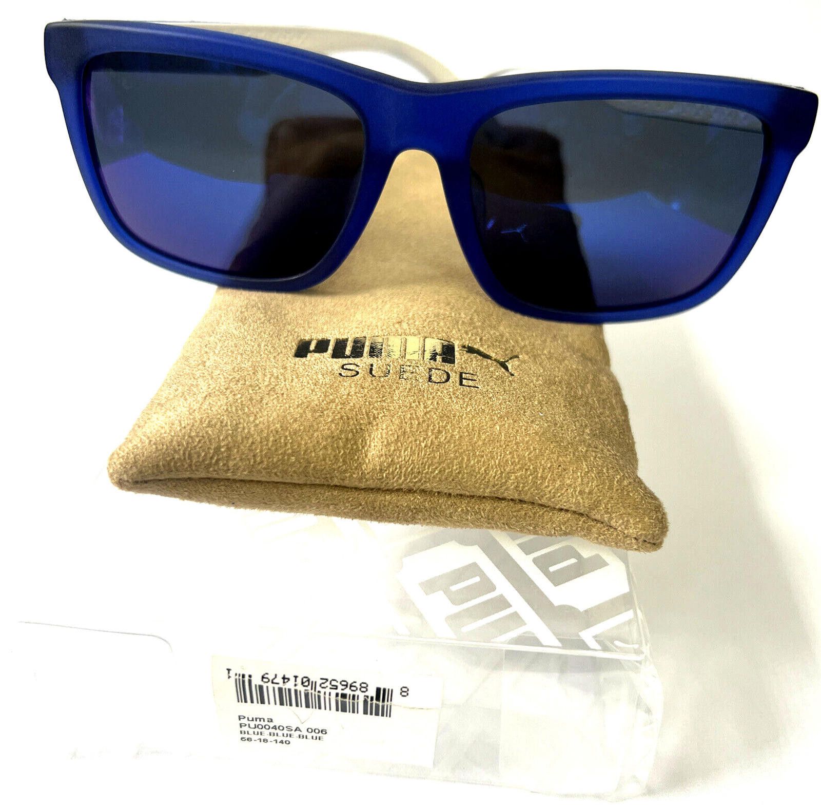 Puma Puma PU0040SA 006 Suede Leather Blue Sunglasses 56-18 140 Size ONE SIZE - 9 Thumbnail
