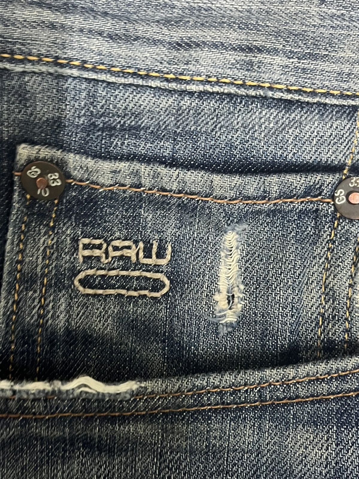 G-Star Vintage Gstar Raw Distress Style Jeans Size US 34 / EU 50 - 9 Thumbnail