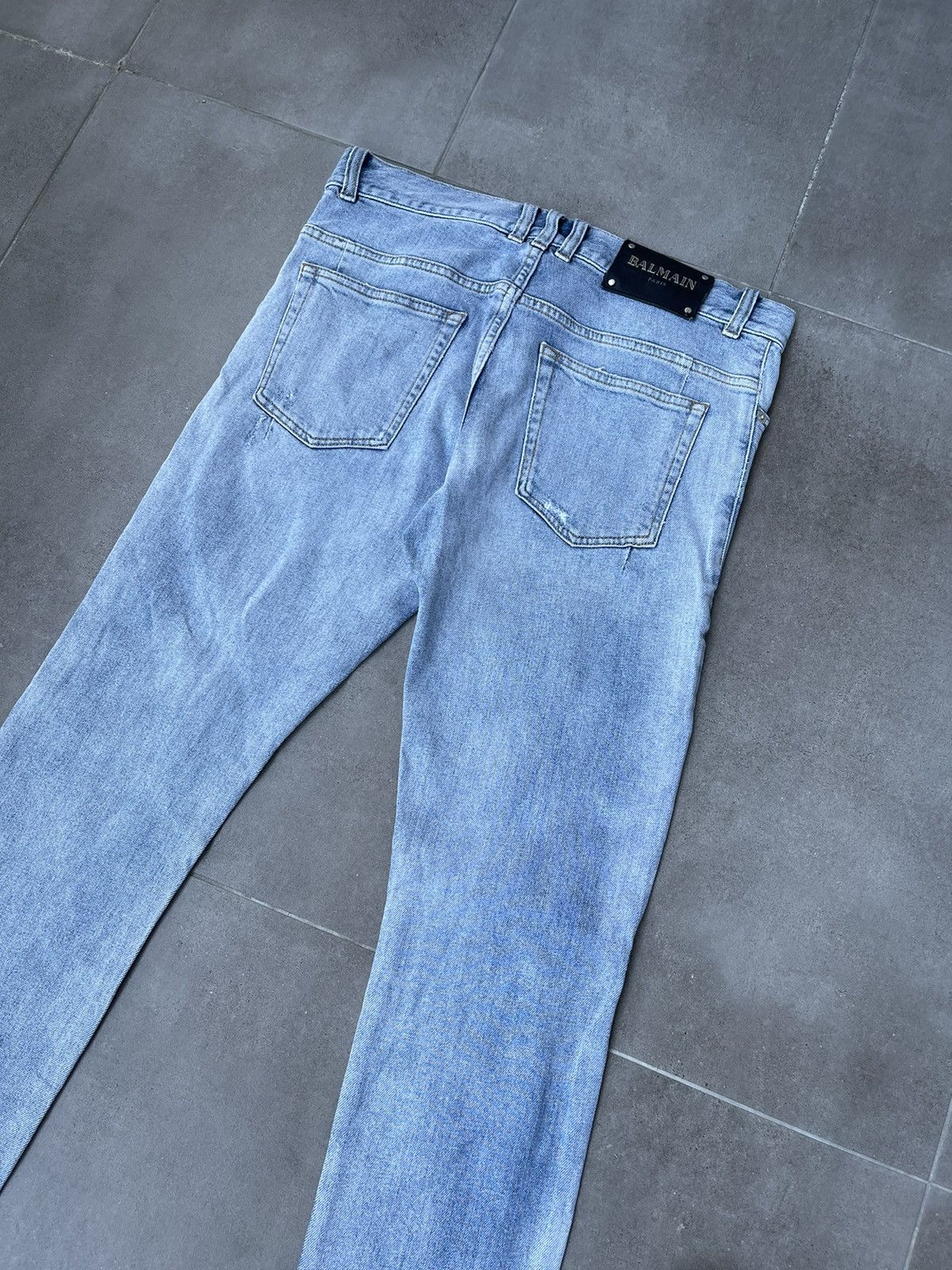Balmain Balmain Distressed Indigo Biker Denim Pants Size US 31 - 17 Thumbnail