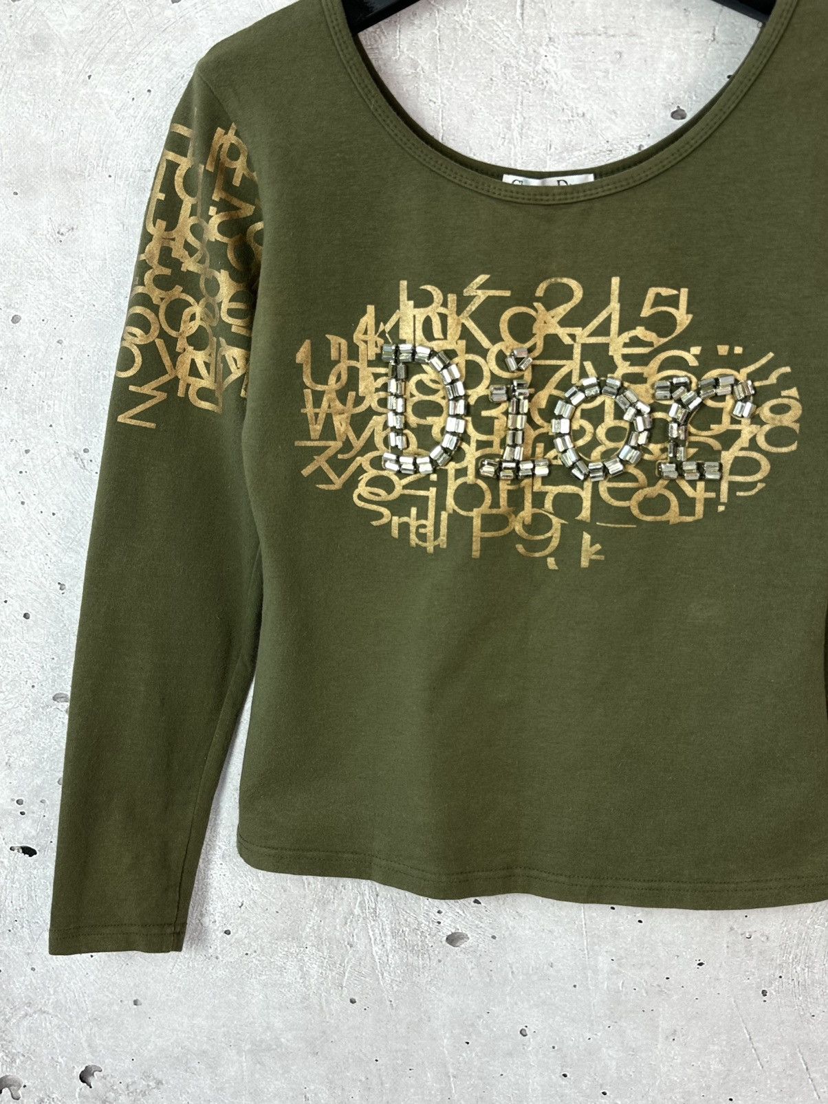 Christian Dior Monsieur Christian Dior Boutique Beads Logo Printed Khaki Jumper Size M / US 6-8 / IT 42-44 - 4 Thumbnail
