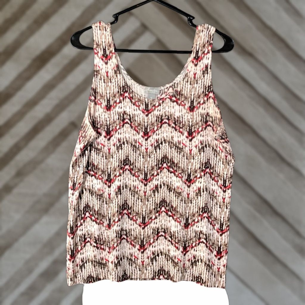Vintage Chicos Travelers Womens Top Brown Red Zig Zag Halter Tank Stretch L Size L / US 10 / IT 46 - 1 Thumbnail