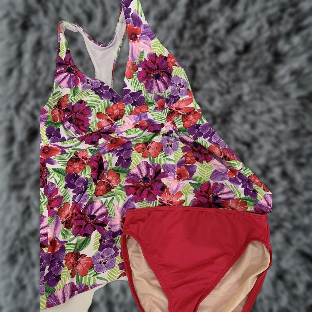 Lands' End VINTAGE? No. Lands' End Tankini Swimsuit 2 Piece Women Size 6 Pink Regular Size ONE SIZE - 1 Thumbnail