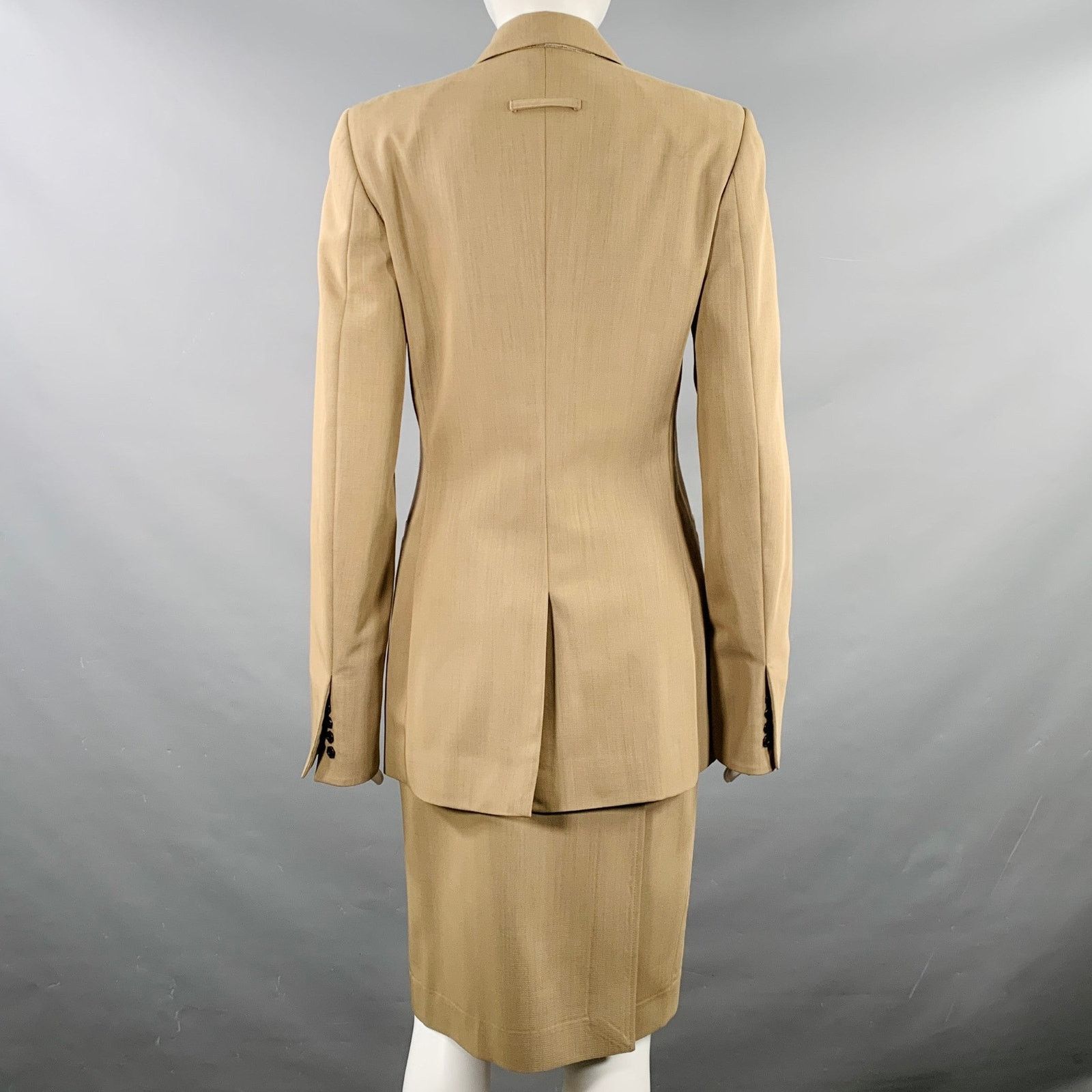 Jean Paul Gaultier JEAN PAUL GAULTIER 6 Beige Wool Single Breasted Skirt Suit Size 28" / US 6 / IT 42 - 2 Thumbnail
