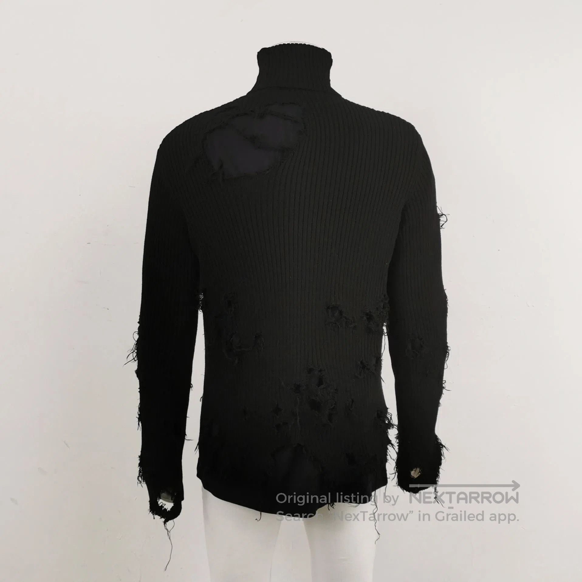 Balenciaga S Distressed Cotton Turtleneck Sweater.