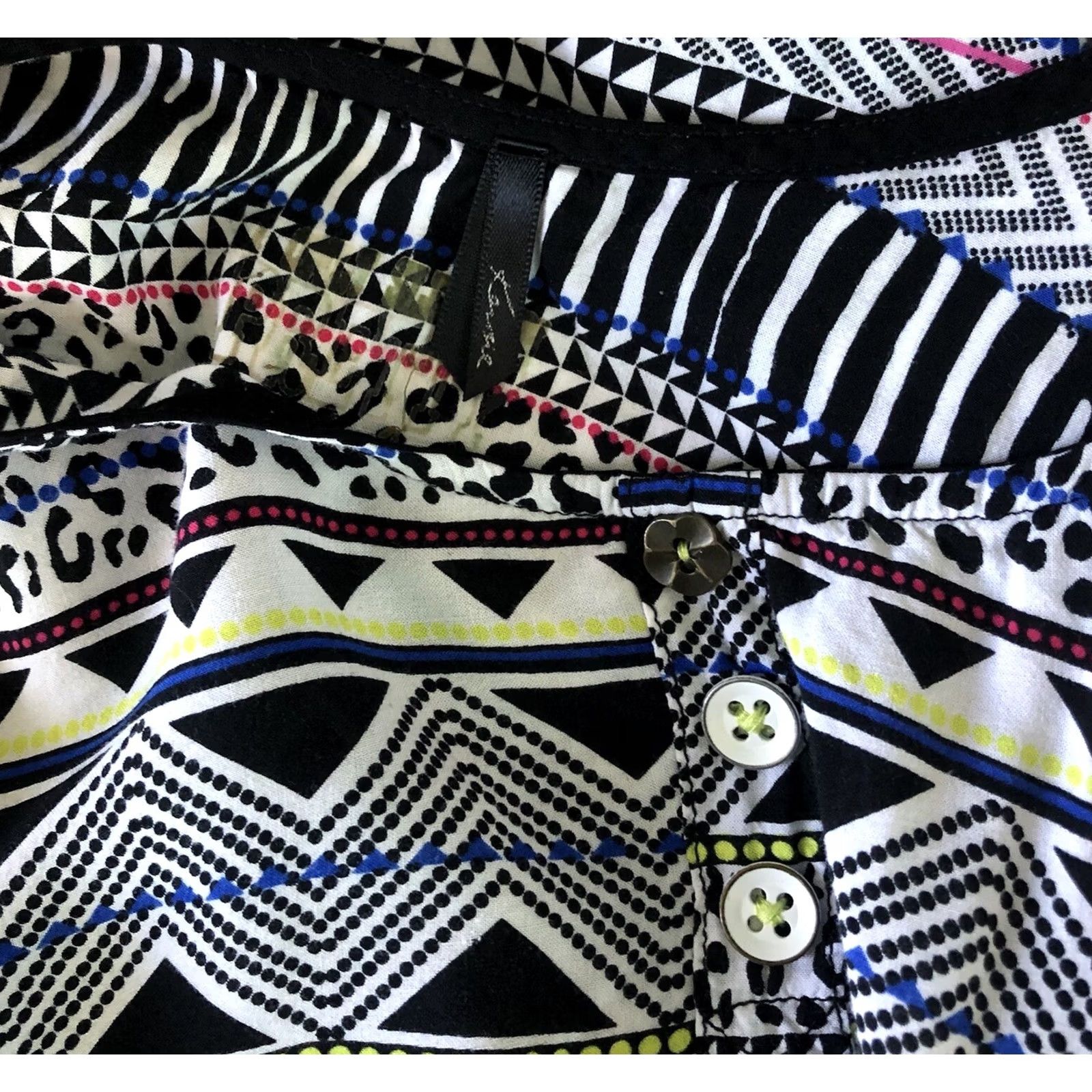 Vintage Vintage Tank Mini Dress M Jrs Blk/Wht Sleeveless Ruffles Geo Hi-Lo Boho Beach Size M / US 6-8 / IT 42-44 - 4 Thumbnail