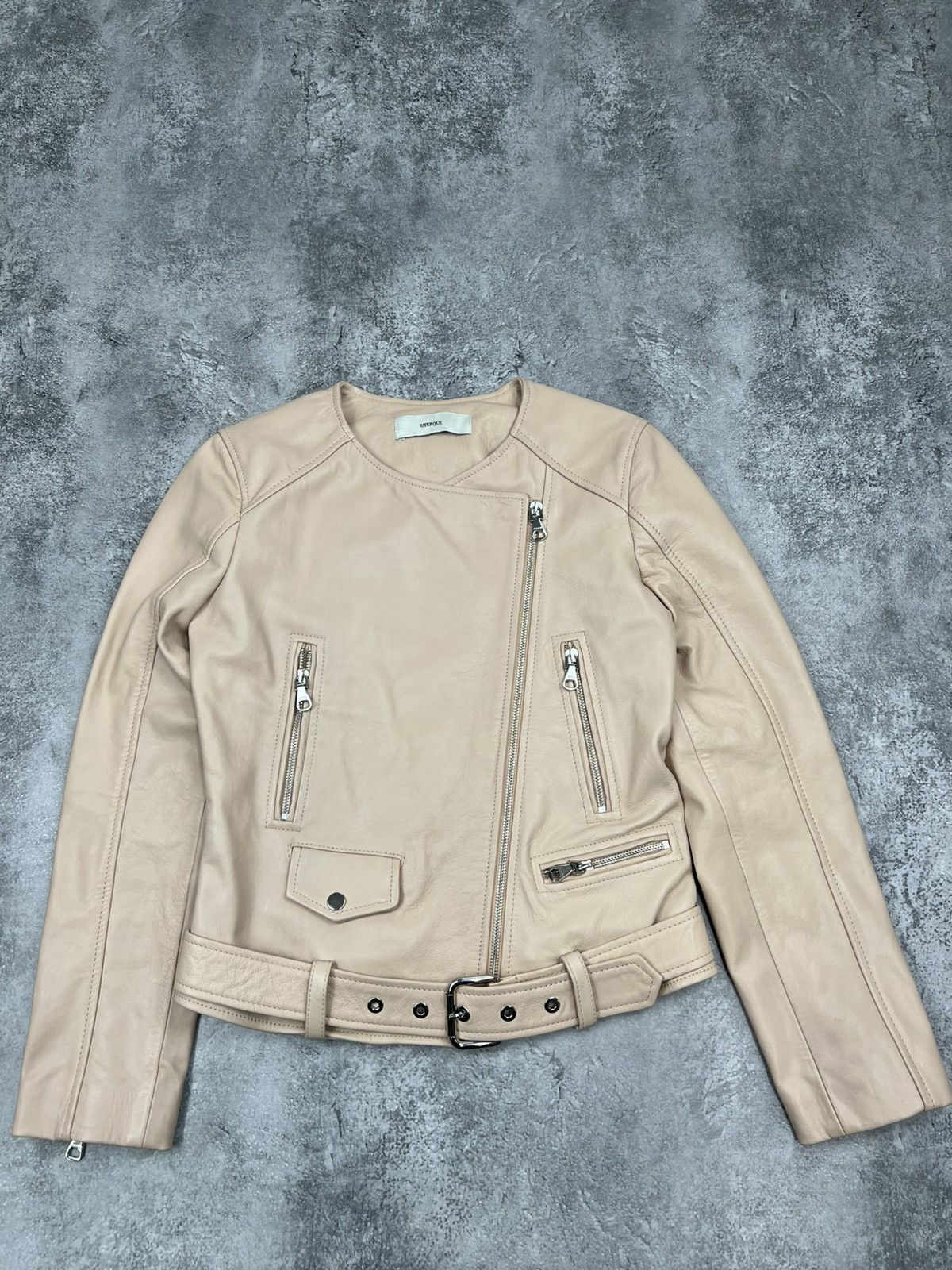 Other Uterque Womens Beige Leather Jacket Size S / US 4 / IT 40 - 1 Thumbnail