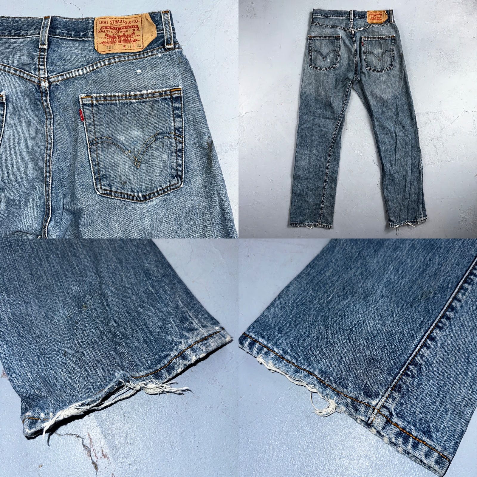 Levi's VINTAGE Levi's 501 Jeans Straight Levi's Men 31x32 Blue Denim 90s 501 Series Regular Mens Jeans Size US 31 - 11 Thumbnail