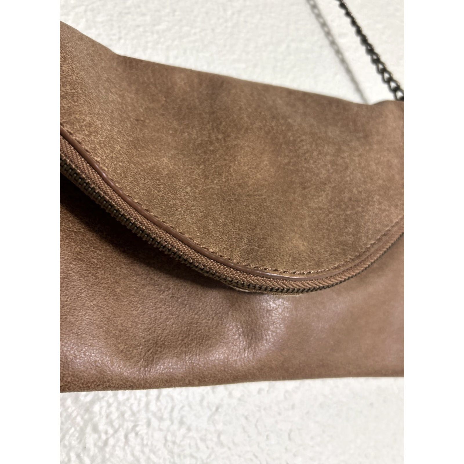 J.Crew J.CREW Clutch Shoulder Bag Brown Leather Chain Flap 10.5x6.5 Womens Bag Size ONE SIZE - 3 Thumbnail