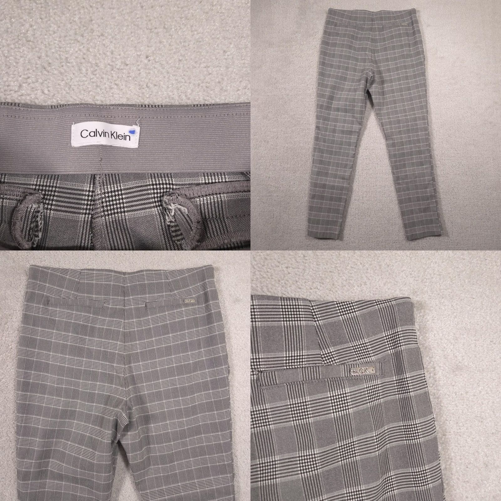 Calvin Klein Calvin Klein Dress Pants Womens M Gray Plaid Twill Pull On Slim Stretch Career Size 32" / US 10 / IT 46 - 8 Thumbnail
