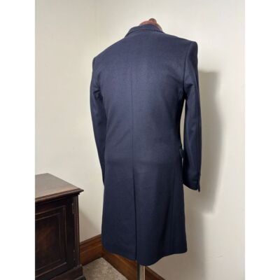 H&M Designer Navy Blue Wool Long Coat Classic Overcoat 34R Forma Size S / US 4 / IT 40 - 4 Thumbnail
