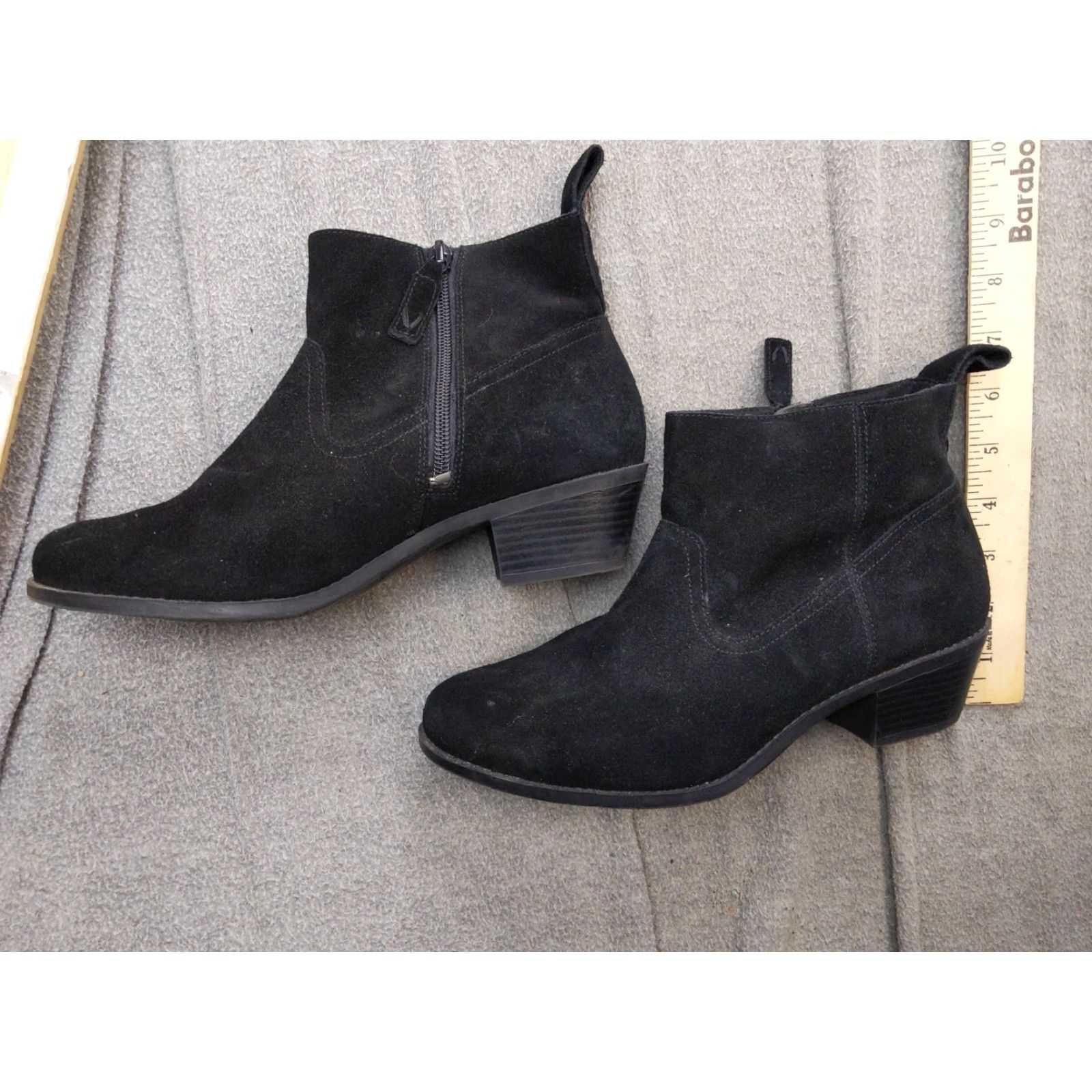 Vionic Vionic Boots Womens 8.5 Suede Ankle Zip Block Heel VS355 Booties Black Suede Size US 9 / IT 39 - 2 Thumbnail