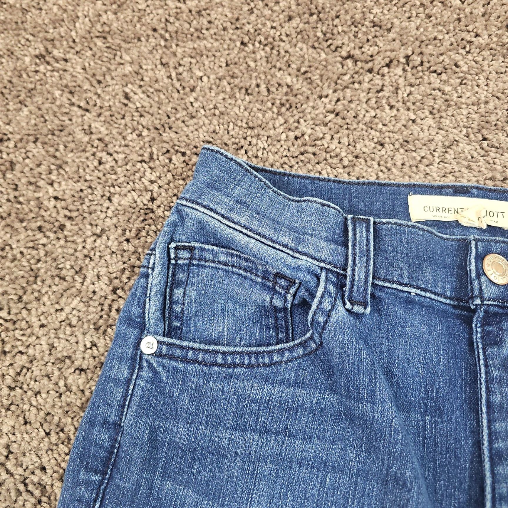 Vintage Current/Elliott Jeans Womens 26 Flared High Rise Dark Wash Stretch Frayed 23x32 Blue Denim Cotton Polyester Spandex Jeans Womens 90s? Size 26" / US 2 / IT 38 - 3 Thumbnail