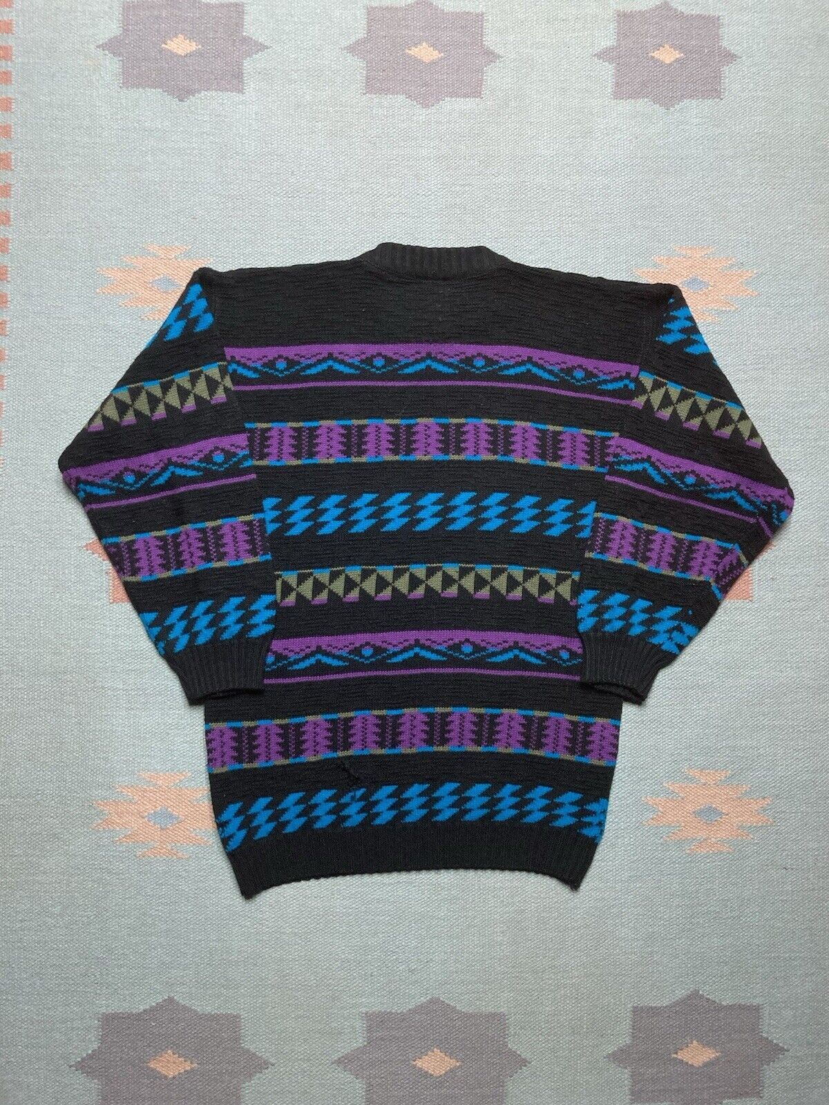 Vintage VTG 80s acrylic knit sweater aztec geometric abstract small Size US S / EU 44-46 / 1 - 4 Thumbnail