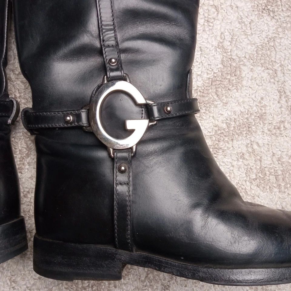 Gucci Black Leather Riding Boots with G Strap Size US 7 / IT 37 - 5 Thumbnail