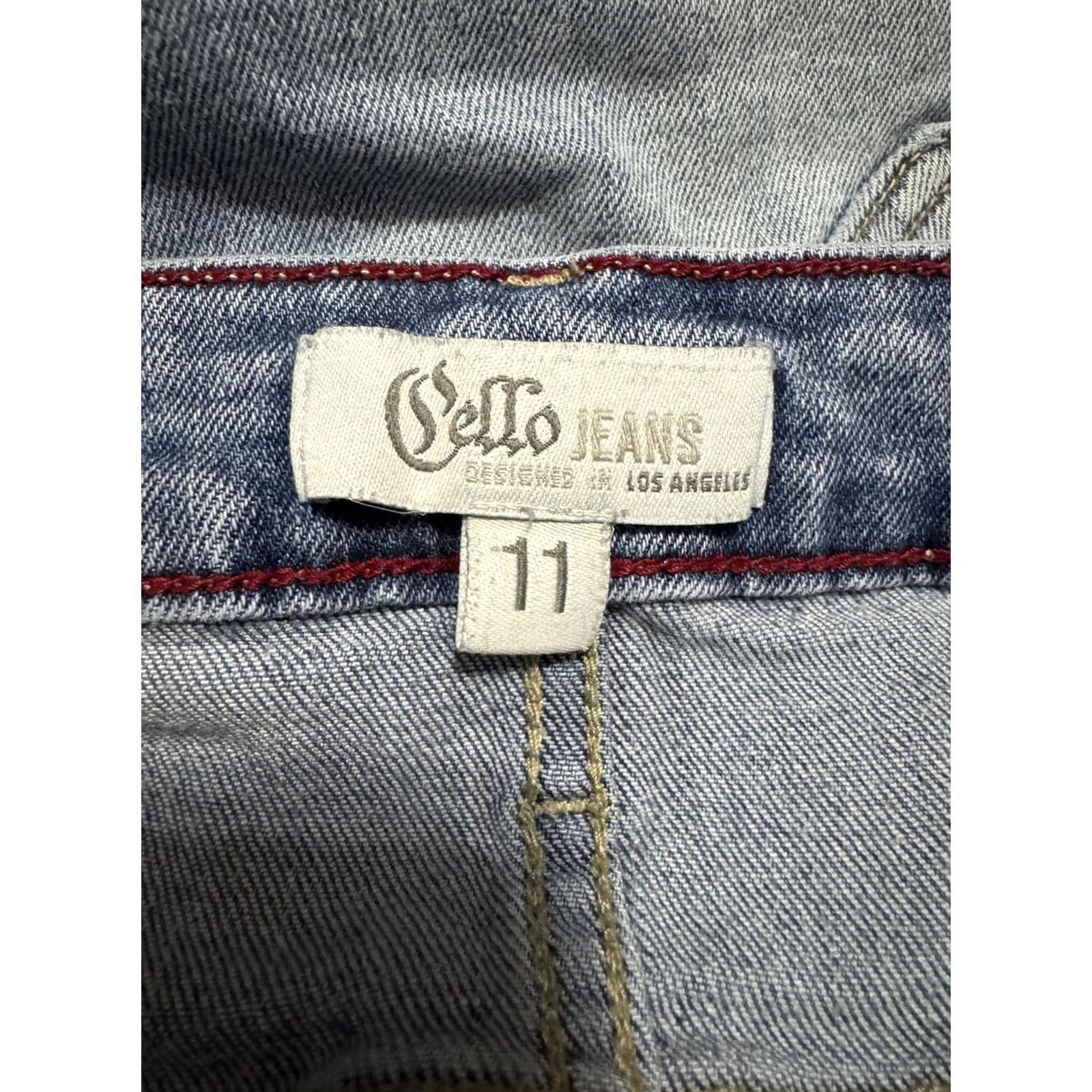 Denime Women's Jeans Distressed Blue Denim Size 29 Inseam 27 Regular Cello Jeans Button Closure Size 29" - 3 Thumbnail