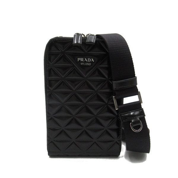 image of Prada Leather Smartphone Crossbody Pouch in Black, Women's