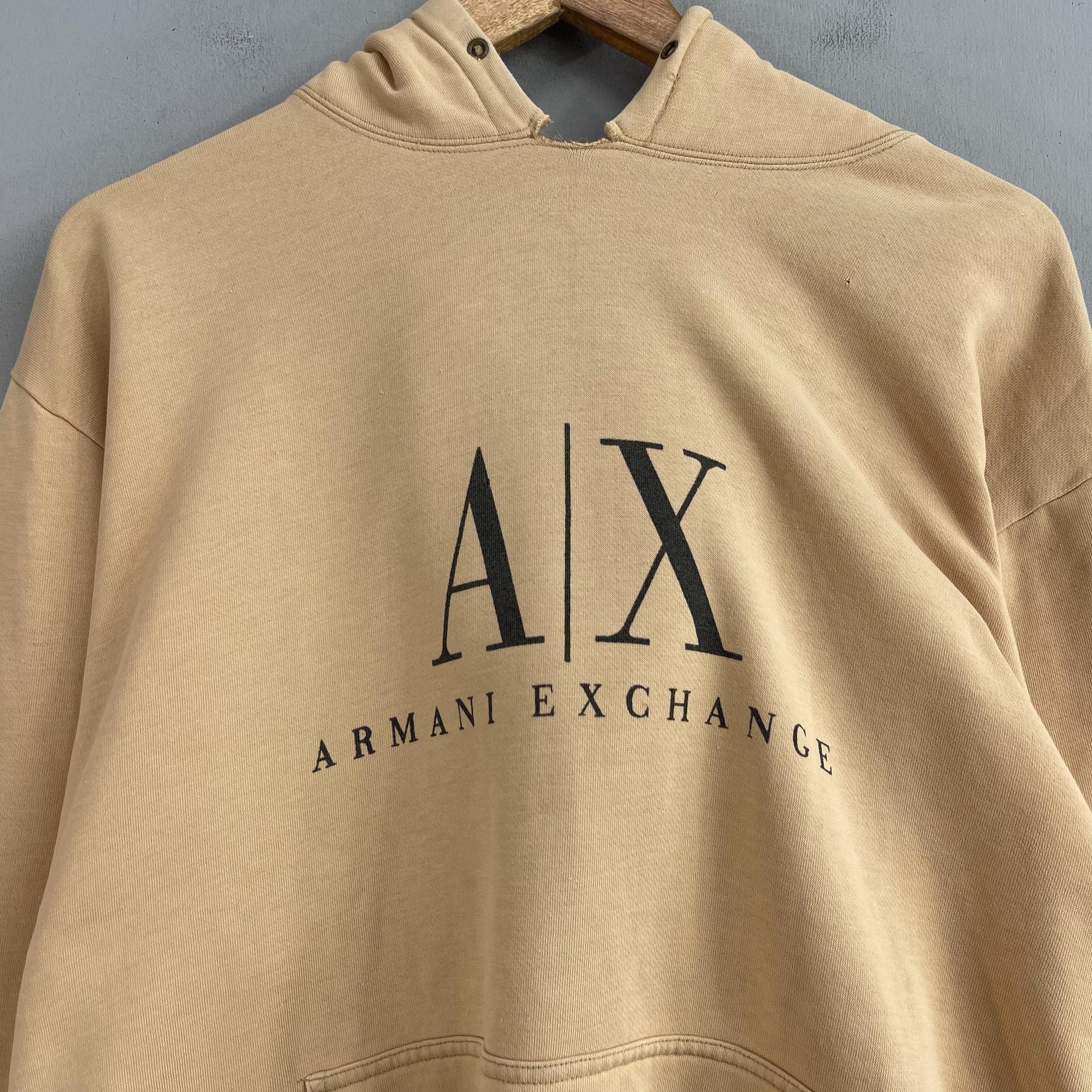 Armani × Vintage Vintage ARMANI EXCHANGE Spellout Pullover Hoodie Size US L / EU 52-54 / 3 - 2 Thumbnail