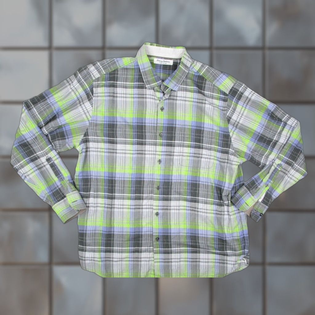 Tommy Bahama VINTAGE Tommy Bahama Men's Shirt XL Gray Plaid Long Sleeve Button-Up Casual Lifestyle Size US XL / EU 56 / 4 - 1 Thumbnail