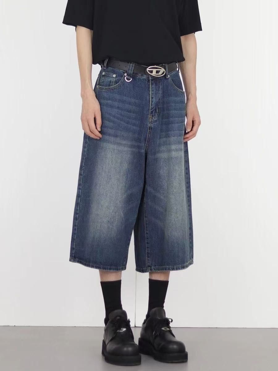 Japanese Brand × Jean Vintage washed distressed loose straight denim shorts Size US 32 / EU 48 - 2 Thumbnail