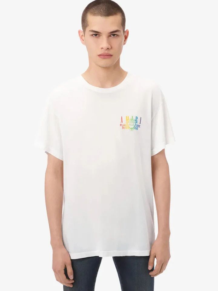 Amiri o1orln1025 Rainbow Printed T-Shirt in White Size US M / EU 48-50 / 2 - 3 Thumbnail