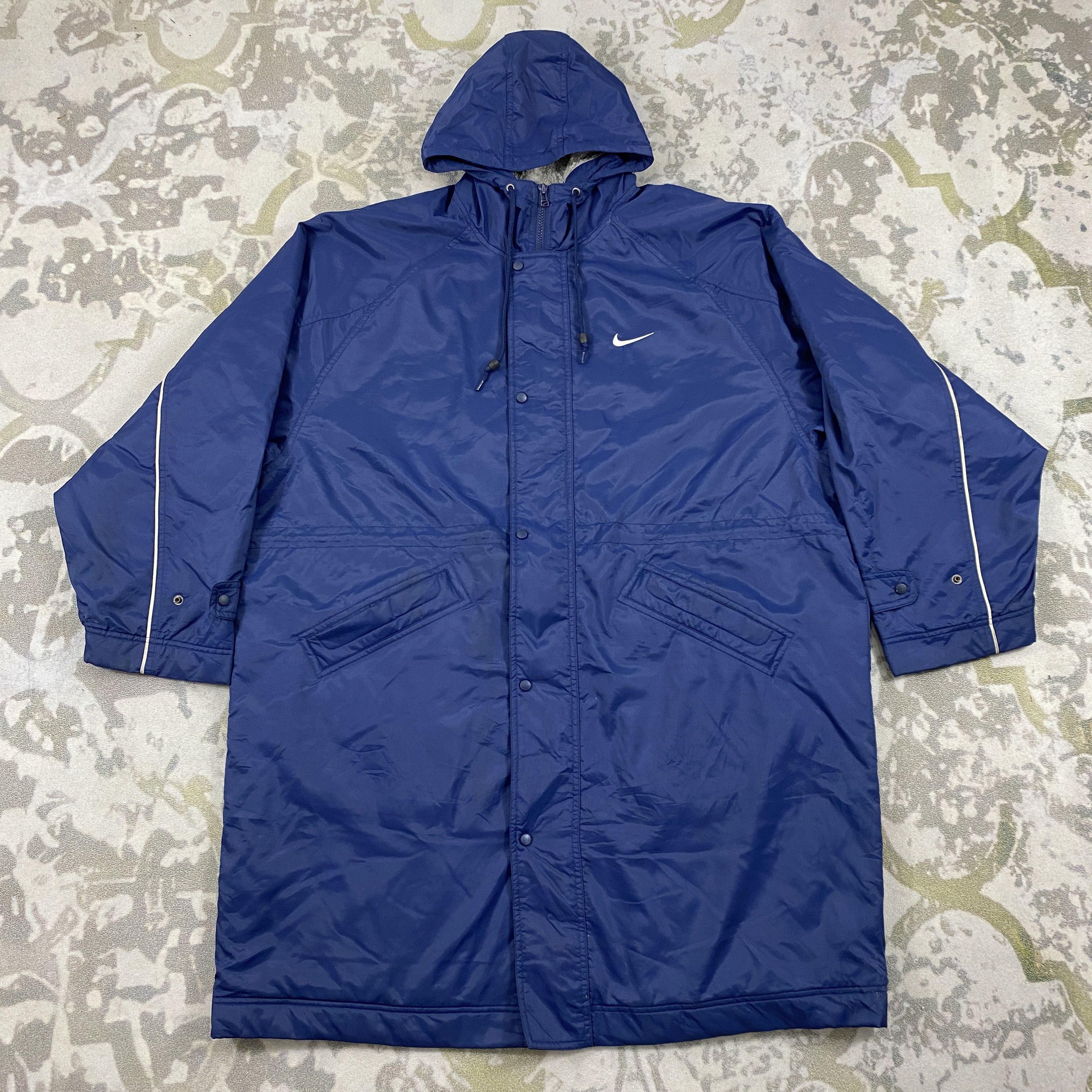 Nike Vintage 90s Nike Mini Swoosh Center Logo Long Jacket- J508 Size US XL / EU 56 / 4 - 1 Thumbnail