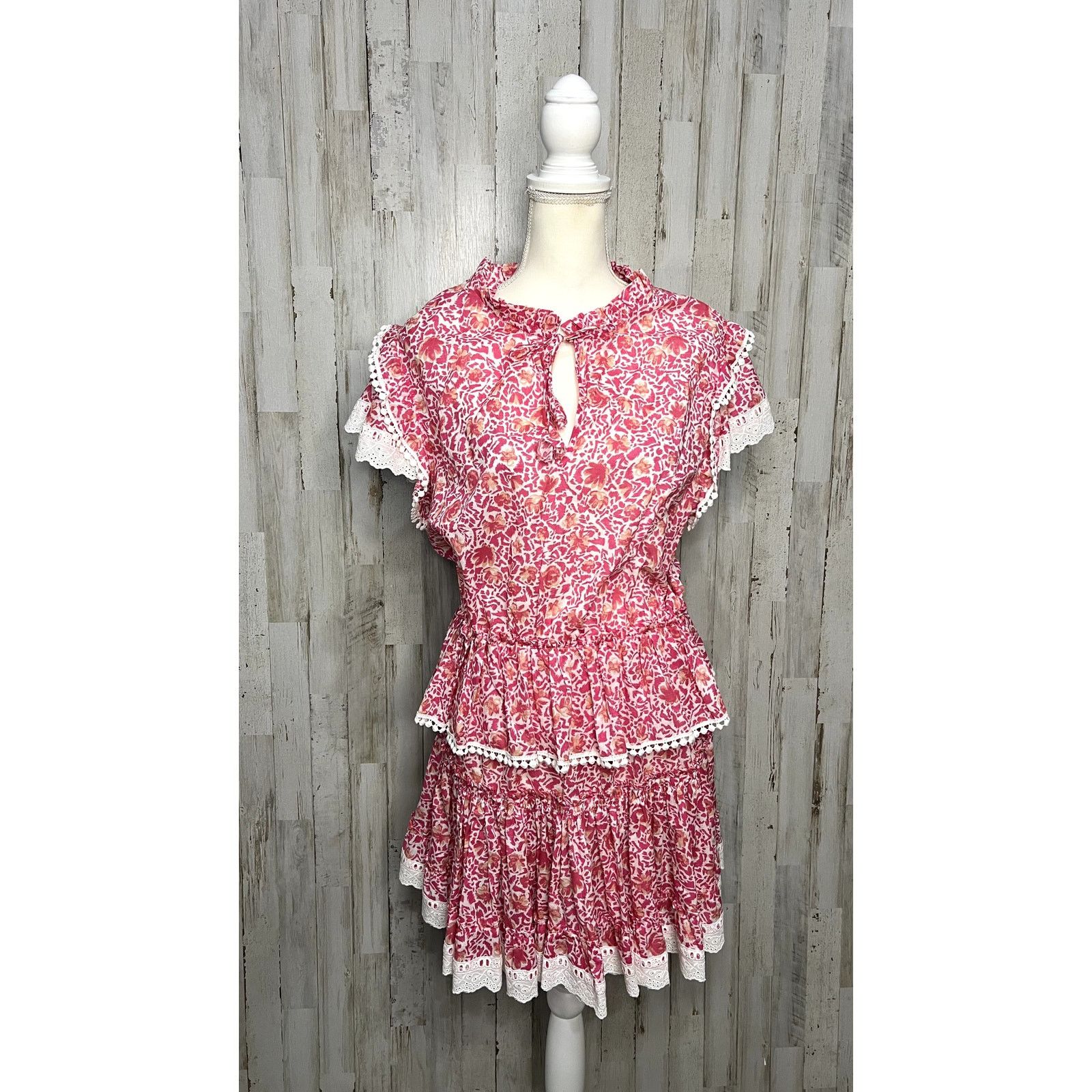 MISA Los Angeles MISA Los Angeles Lilian Dress Large Pink Floral Knee Length Size L / US 10 / IT 46 - 6 Thumbnail