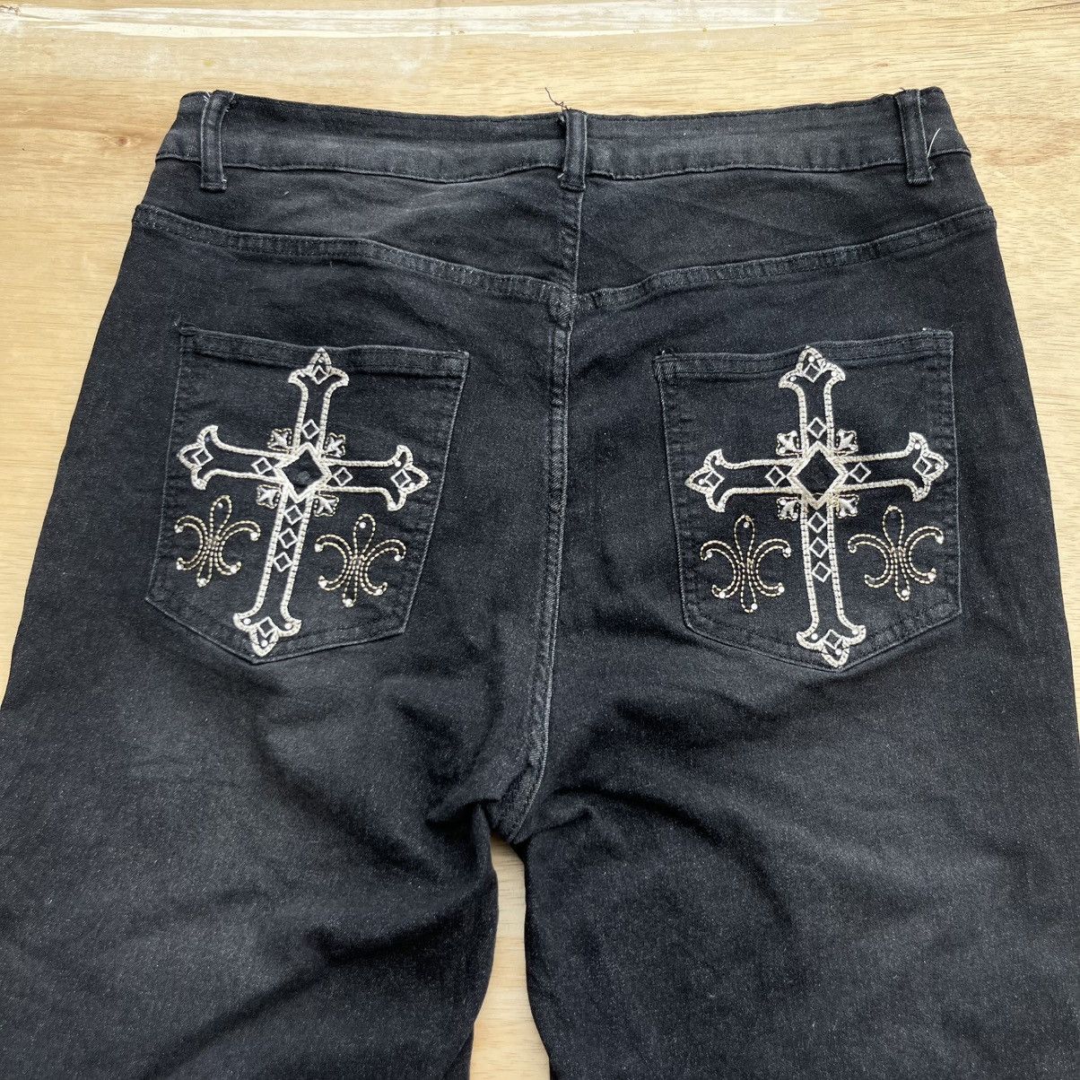Tornado Mart ROMWE STRETCH DENIM BLACK WASHED FLARE VINTAGE PANTS Size US 32 / EU 48 - 2 Thumbnail