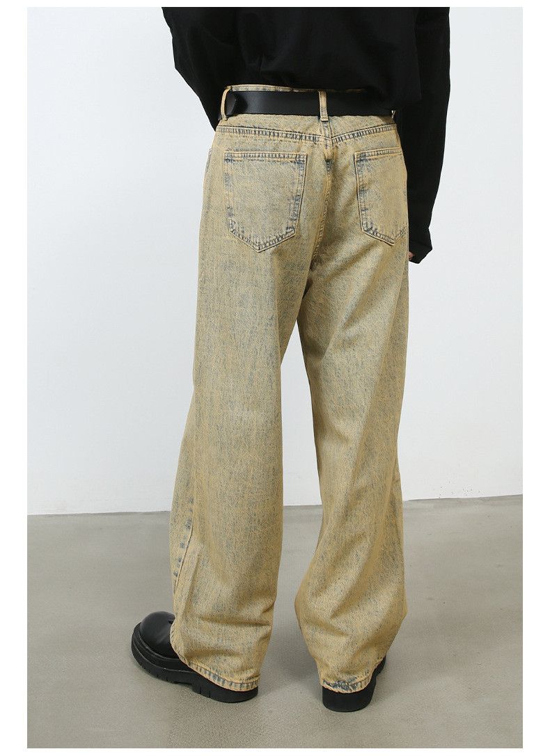 Japanese Brand × Jean Vintage simple washed distressed yellow mud straight jeans Size US 32 / EU 48 - 6 Thumbnail