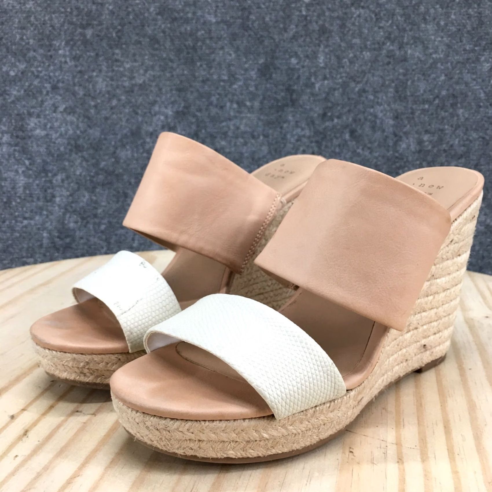 Vintage A New Day Sandals Womens 7.5 Adelina Espadrille Brown Faux Leather Wedge Heels Size US 8 / IT 38 - 7 Thumbnail