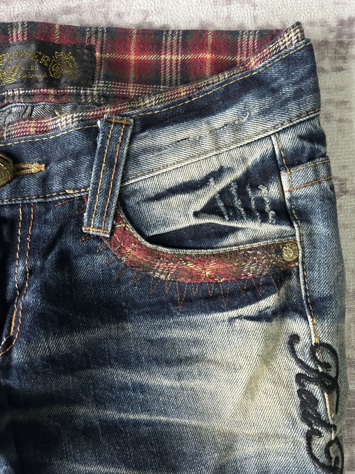 Ed Hardy Red Pepper Flared Punk Skull Jeans Size 29" - 15 Thumbnail