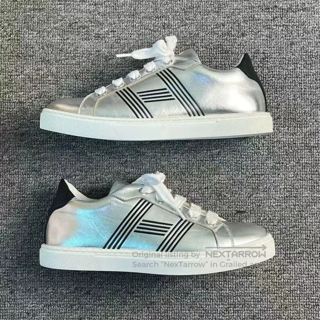 Hermes Hermes Silver Black Large H Low-Top Sneakers. Size US 4.5 / IT 34.5 - 5 Thumbnail