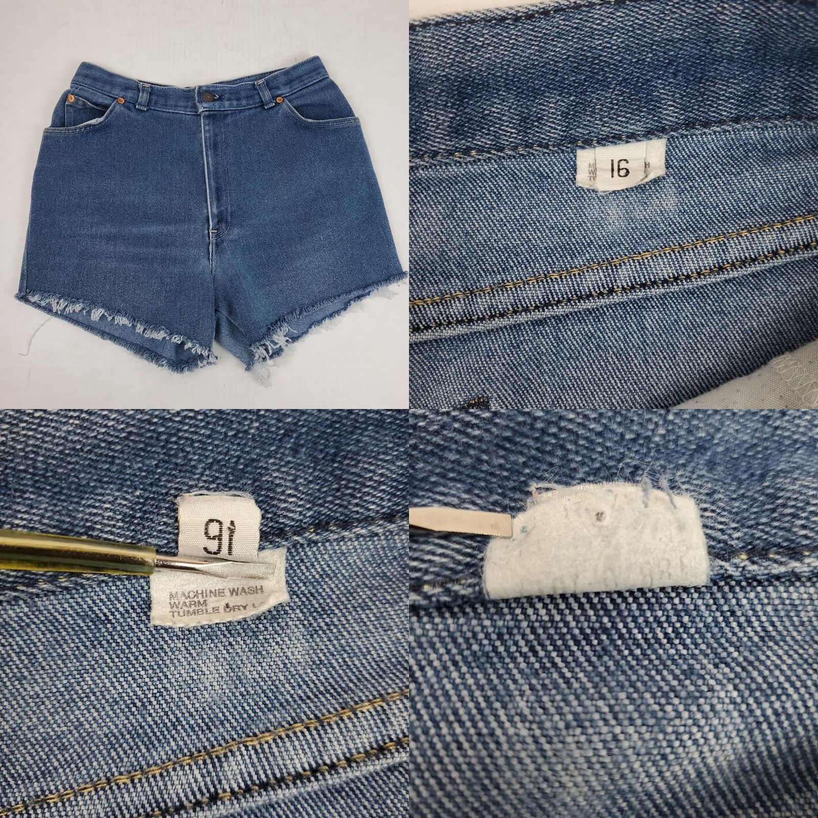Levi's Vintage Levi's White Tab Blue Jean Cut Offs Womens Size 16 W30 x 3" Inseam Rockabilly Denim Jeans 1970s US Levis Mens Womens Girls Size 38" / US 16 / IT 52 - 8 Thumbnail
