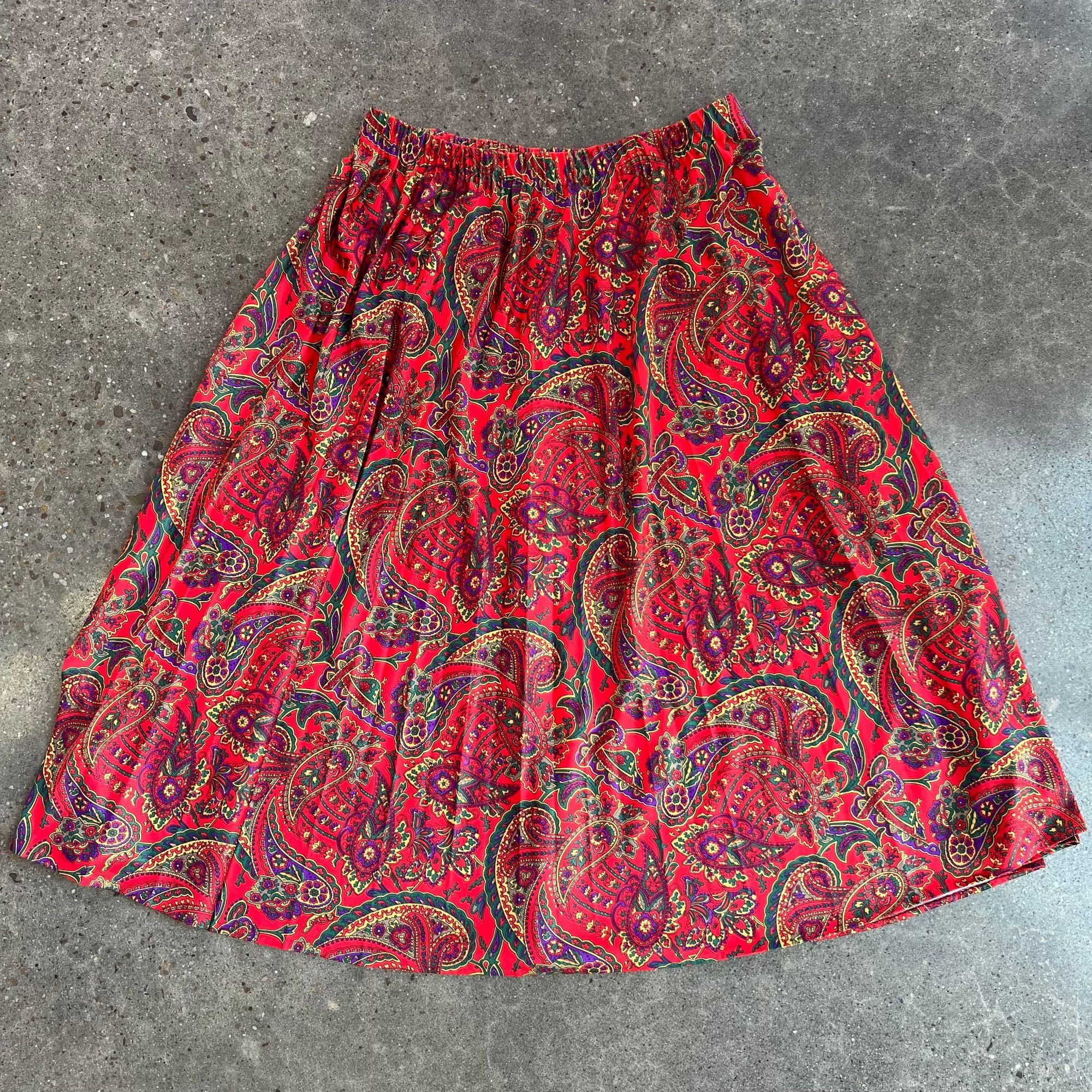 Vintage Vintage Pattern Pleated Skirt Size 24" / US 00 / IT 34 - 2 Thumbnail