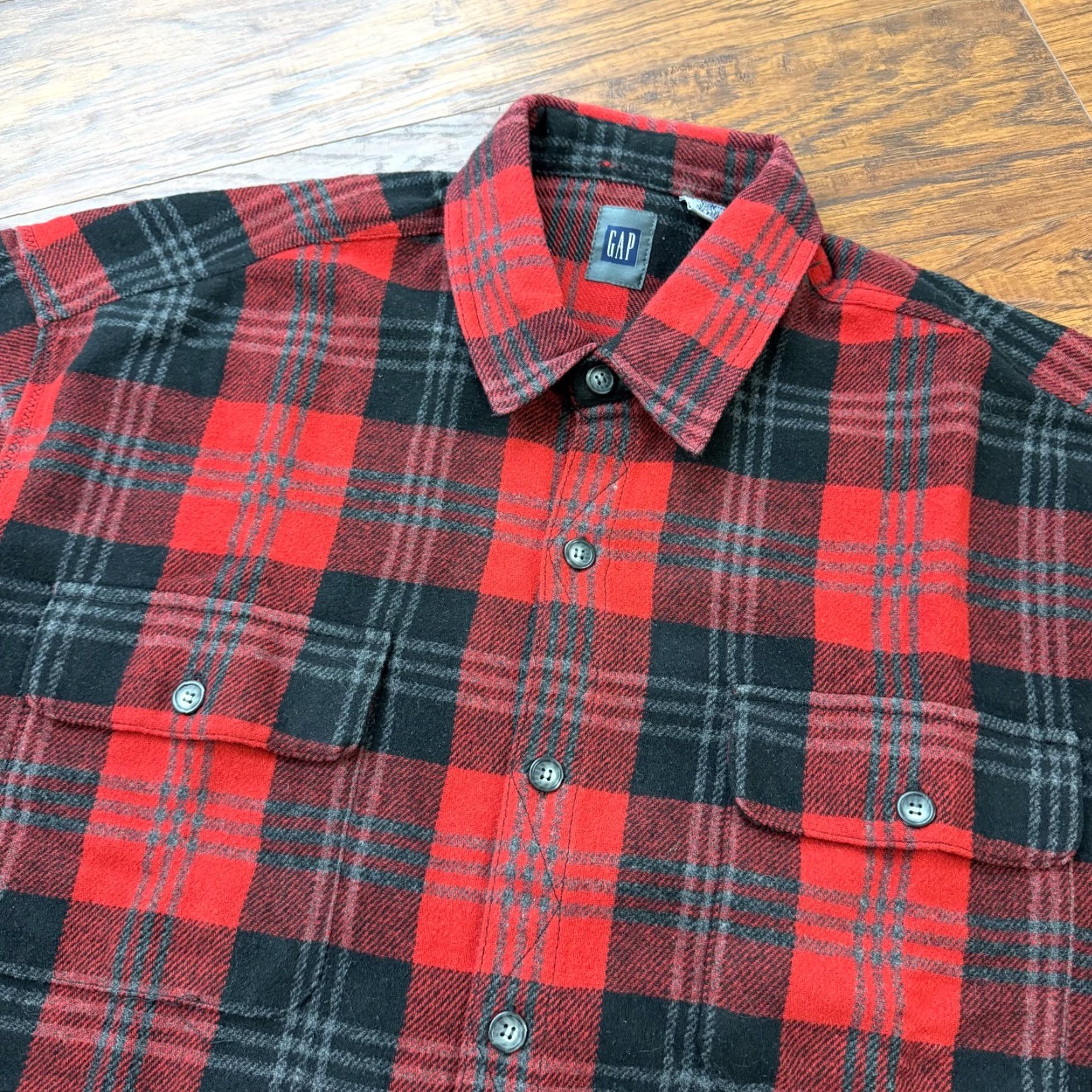 Gap VINTAGE GAP Shirt Mens XL Red Wool Blend Flannel Long Sleeve Pockets Size US XL / EU 56 / 4 - 2 Thumbnail