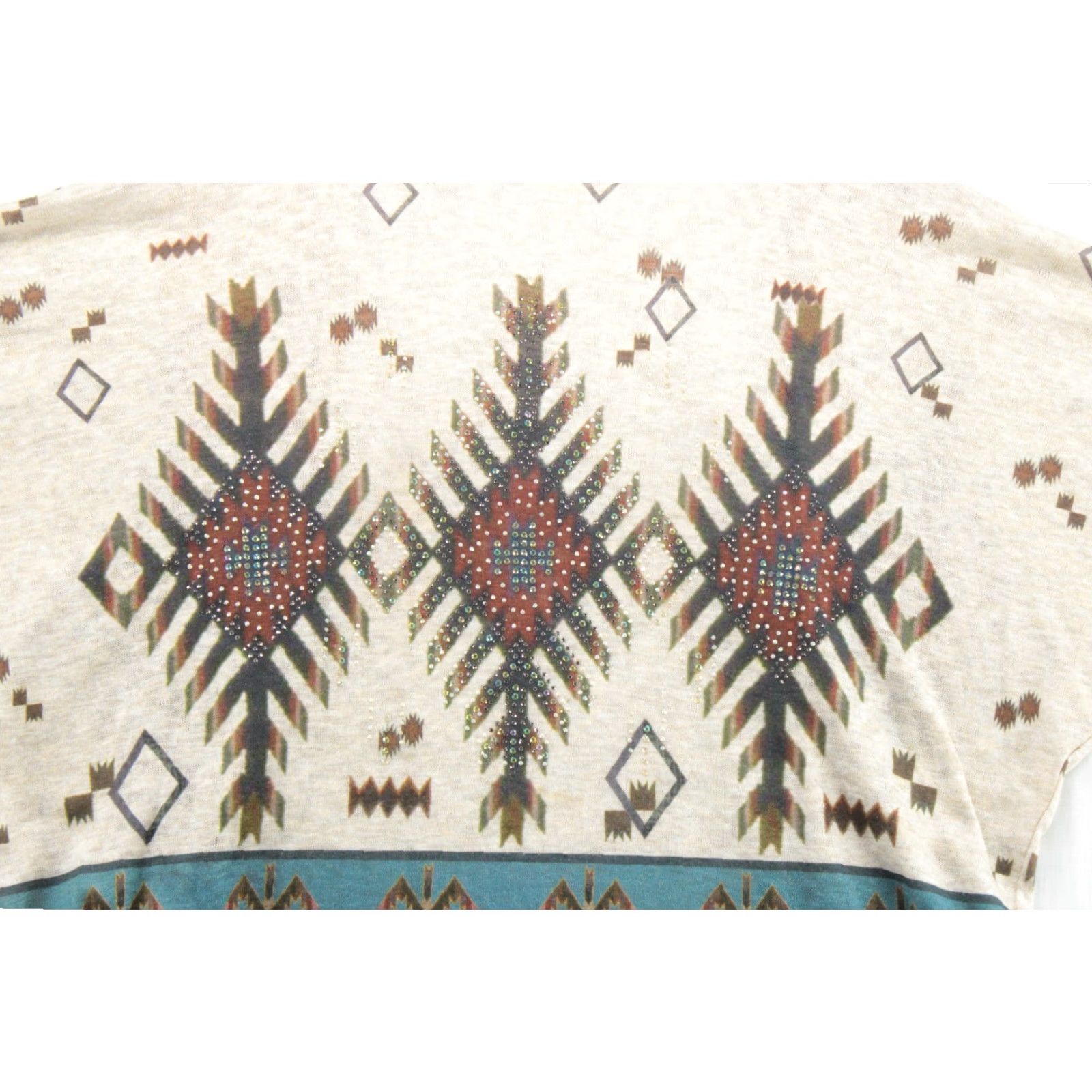 Vintage Vocal Cardigan Sweater Women's Large Beige Southwestern Print Y2K Boho Soft Cardigan Sweater Size L / US 10 / IT 46 - 6 Thumbnail