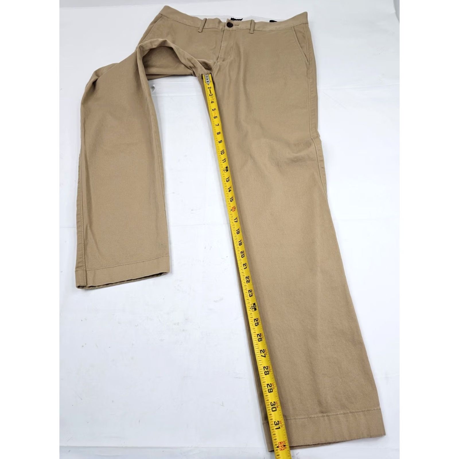 J.Crew J.CREW Slim Fit Chino Pants Men 34x34 Khaki Beige Stretch Twill Flat Front Pockets Button Casual Business Womens? Size US 34 / EU 50 - 3 Thumbnail